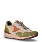 Sneaker in pelle scamosciata e tessuto kaki verde arancio | Boscaini Scarpe
