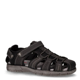 Sandalo in tessuto ed ecopelle nero | Boscaini Scarpe