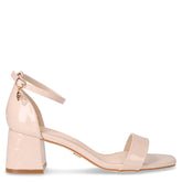 Sandalo in ecopelle con tacco beige vernice | Boscaini Scarpe