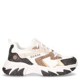 Sneaker in ecopelle e tessuto bianco beige marrone - GUESS DONNA | Boscaini Scarpe