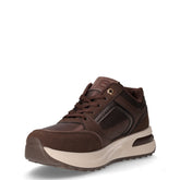 Sneaker in ecopelle e tessuto con zeppa marrone | Boscaini Scarpe