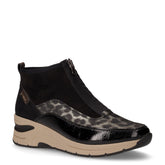 Sneaker in ecopelle e tessuto con zeppa nero oro | Boscaini Scarpe