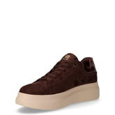 Sneaker in tessuto ed ecopelle con platform marrone | Boscaini Scarpe