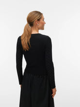 Maglia a costine con strass in tessuto nero | Boscaini Scarpe