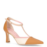 Décolleté a punta con cinturino in ecopelle miele panna - DU SIMON | Boscaini Scarpe