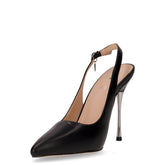 Slingback a punta con tacco in ecopelle nero | Boscaini Scarpe