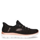 Summits Brilliant Shine sneaker slip ins in tessuto nero oro rosa | Boscaini Scarpe