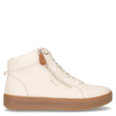 Sneaker con zip laterale in pelle panna - Sneakers Donna | Boscaini Scarpe
