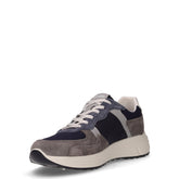 Sneaker in tessuto e pelle grafite blu | Boscaini Scarpe