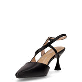 Sandalo con tacco a punta in ecopelle nero | Boscaini Scarpe