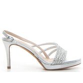 Sandalo strass con tacco argento - Sandali Con Tacco Donna | Boscaini Scarpe