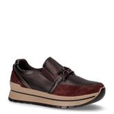 Sneaker slip-on in pelle con zeppa bordeaux | Boscaini Scarpe