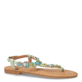 Sandalo infradito in ecopelle con pietre verde acqua - TOO LIKE | Boscaini Scarpe