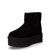 Classic Mini Platform stivaletto caldo in pelle nero | Boscaini Scarpe