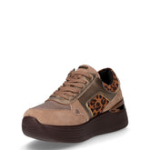 Sneaker in ecopelle e tessuto con zeppa naturale | Boscaini Scarpe