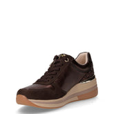 Sneaker in ecopelle e tessuto con zeppa mocca | Boscaini Scarpe