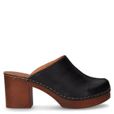Zoccolo in pelle con tacco nero | Boscaini Scarpe