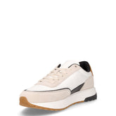 Low Top Lace Up Repreve Mix sneaker in pelle e tessuto beige bianco | Boscaini Scarpe
