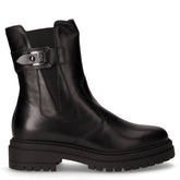 Stivaletto in pelle e tessuto con zip nero - 4 GIORNI DI SCONTI ! | Boscaini Scarpe