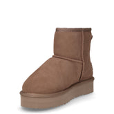 Stivaletto caldo in pelle con platform taupe | Boscaini Scarpe