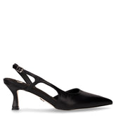 Sandalo a punta con tacco in ecopelle nero - Sandali Con Tacco Donna | Boscaini Scarpe