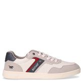Sneaker in ecopelle traforata e tessuto bianco grigio | Boscaini Scarpe