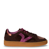 Sneaker in pelle scamosciata e tessuto marrone viola | Boscaini Scarpe