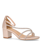 Sandalo in ecopelle con strass e tacco beige nude - Sandali Con Tacco Donna | Boscaini Scarpe