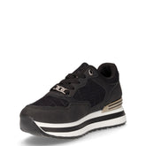 Sneaker in ecopelle e tessuto con platform nero | Boscaini Scarpe