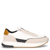 Low Top Lace Up Repreve Mix sneaker in pelle e tessuto beige bianco | Boscaini Scarpe