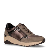 Sneaker con zeppa in ecopelle taupe - Sneakers Donna | Boscaini Scarpe