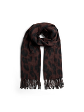 Sciarpa animalier con frange in tessuto nero marrone - PIECES | Boscaini Scarpe