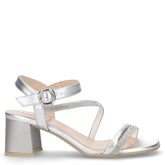 Sandalo in pelle con tacco argento - Sandali Con Tacco Donna | Boscaini Scarpe