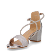 Sandalo in ecopelle con strass argento | Boscaini Scarpe