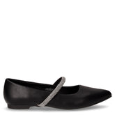 Ballerina in ecopelle con cinturino strass nero | Boscaini Scarpe