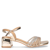 Sandalo in tessuto ed ecopelle con tacco oro - TOO LIKE | Boscaini Scarpe