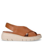 Sandalo in pelle con zeppa cuoio - Sandali Con Tacco Donna | Boscaini Scarpe