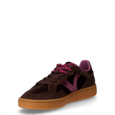 Sneaker in pelle scamosciata e tessuto marrone viola | Boscaini Scarpe