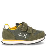 Tom Solid sneaker bambino in pelle e tessuto militare scuro | Boscaini Scarpe
