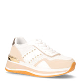 Sneaker in ecopelle e tessuto con zeppa beige nabuk - LAURA BIAGIOTTI | Boscaini Scarpe
