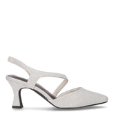 Sandalo a punta con tacco in tessuto argento - Sandali Donna | Boscaini Scarpe