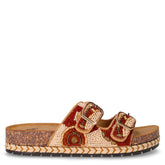 Ciabatta in ecopelle con perline marrone beige - Donna | Boscaini Scarpe
