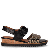 Sandalo in rafia ed ecopelle con zeppa nero naturale - Sandali Con Tacco Donna | Boscaini Scarpe