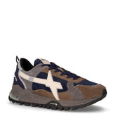 Breeze 3 sneaker in pelle e tessuto marrone blu | Boscaini Scarpe
