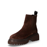 Stivaletto in pelle scamosciata e tessuto cacao | Boscaini Scarpe