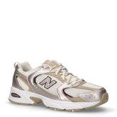 530 sneaker in tessuto e pelle beige bianco argento | Boscaini Scarpe