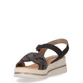 Sandalo in ecopelle con zeppa nero | Boscaini Scarpe