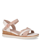 Sandalo in ecopelle con zeppa rosa bianco - Sandali Con Tacco Donna | Boscaini Scarpe