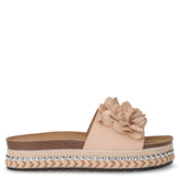 Ciabatta in tessuto con platform beige | Boscaini Scarpe