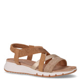 Sandalo in tessuto ed ecopelle cammello - TOO LIKE | Boscaini Scarpe